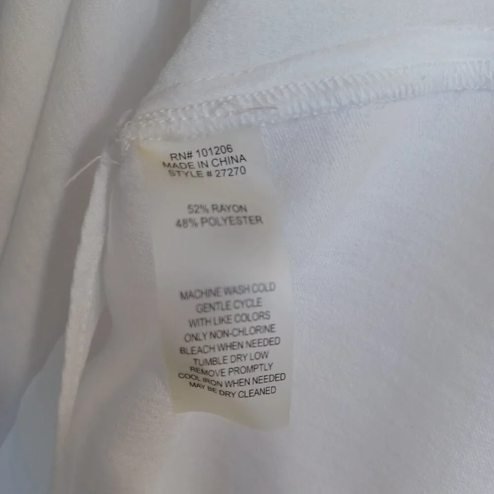 Soft Surroundings White Layered Hem Henley Tunic Blouse Long Sleeve Womens Large